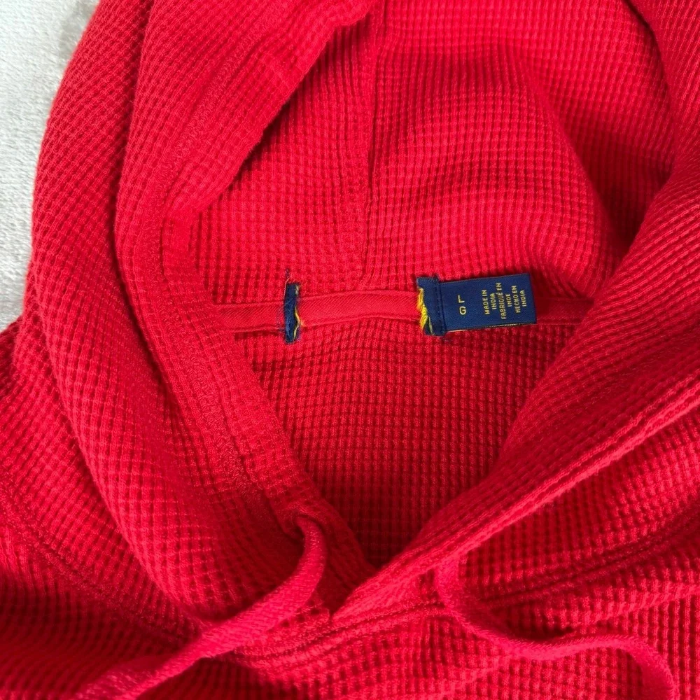 Polo Ralph Lauren Waffle Pullover Hoodie Mens Large Red Thermal Cotton New NWT